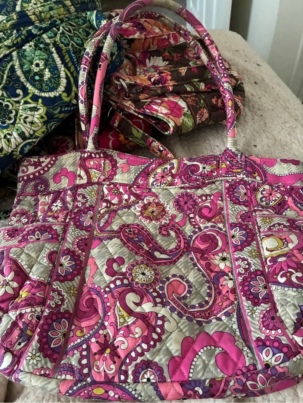 Vera Bradley Pink Paisley Quilted Tote